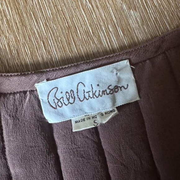 Vintage 100% Silk Bill Atkinson Purple quilted puffer vest Size S - Picture 3 of 5